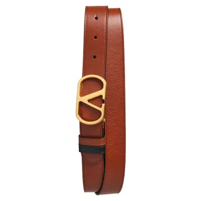 Valentino Garavani VLOGO Signature Reversible Belt in Brown/Black at Nordstrom, Size 105 | Nordstrom