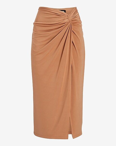 Body Contour Twist Front Midi Skirt With Built-in Shapewear | Express