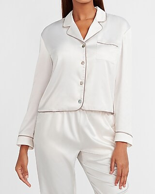 Satin Long Sleeve Pajama Shirt | Express