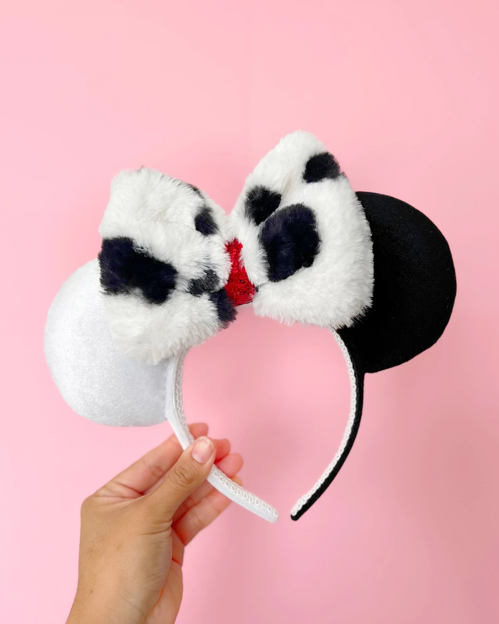Cruella Faux Fur Bow Inspired Mouse Ears - Etsy | Etsy (US)