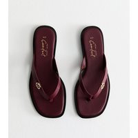 Women's Dark Burgundy Faux Leather Ring Detail Toe Strap Sandals New Look | New Look (UK)