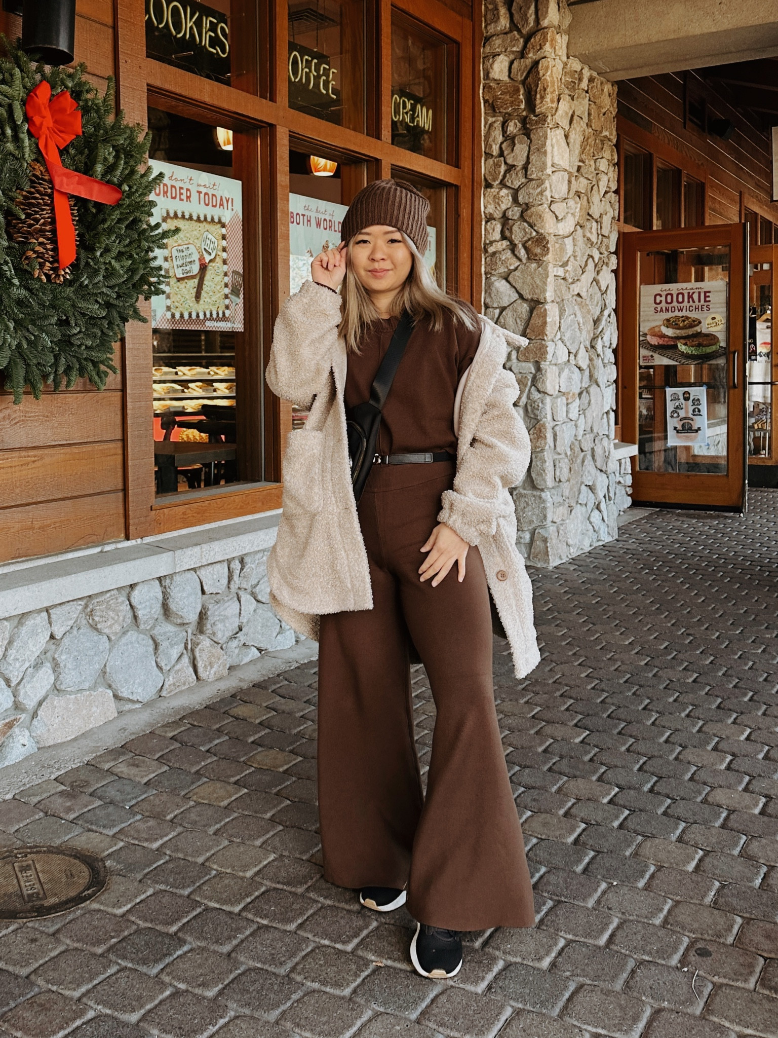 Currently in love with wide leg pants and flared bottoms. Wearing side XS for the set and Small for jacket- all 40% off right now! Just use code GRATEFUL at checkout.  #cozychicoutfit #casualholidayoutfit #traveloutfit #petitestyle

#LTKSeasonal #LTKsalealert #LTKCyberWeek