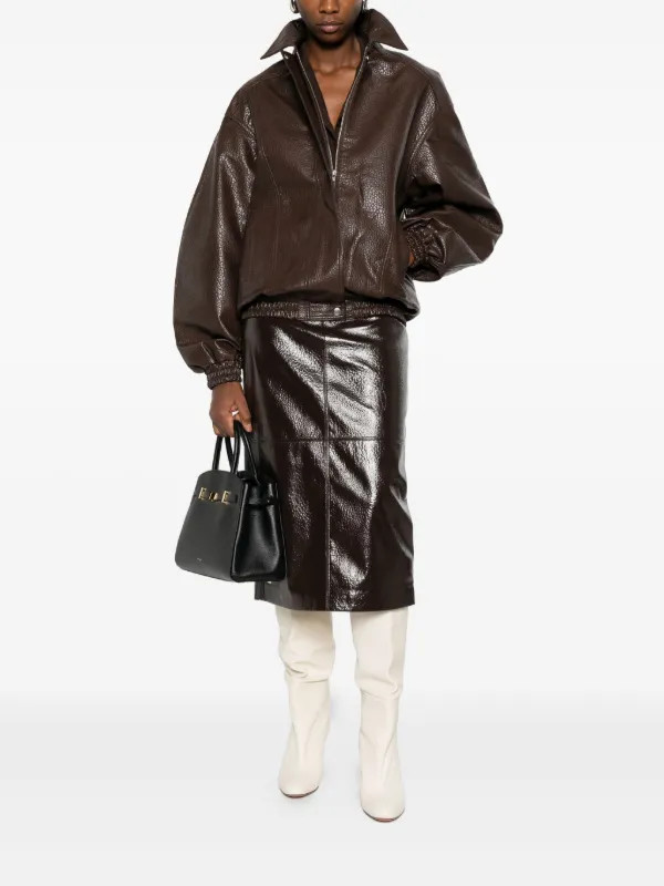 The Frankie Shop Prescott Grained Faux Leather Jacket | Brown | FARFETCH SK | Farfetch Global