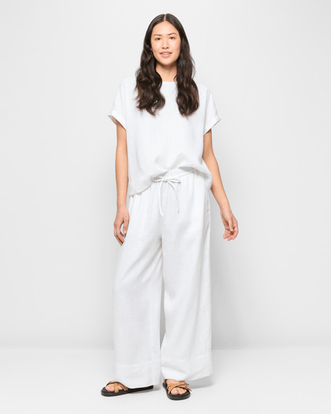 European Linen Wide Leg Pants - White | Target AU