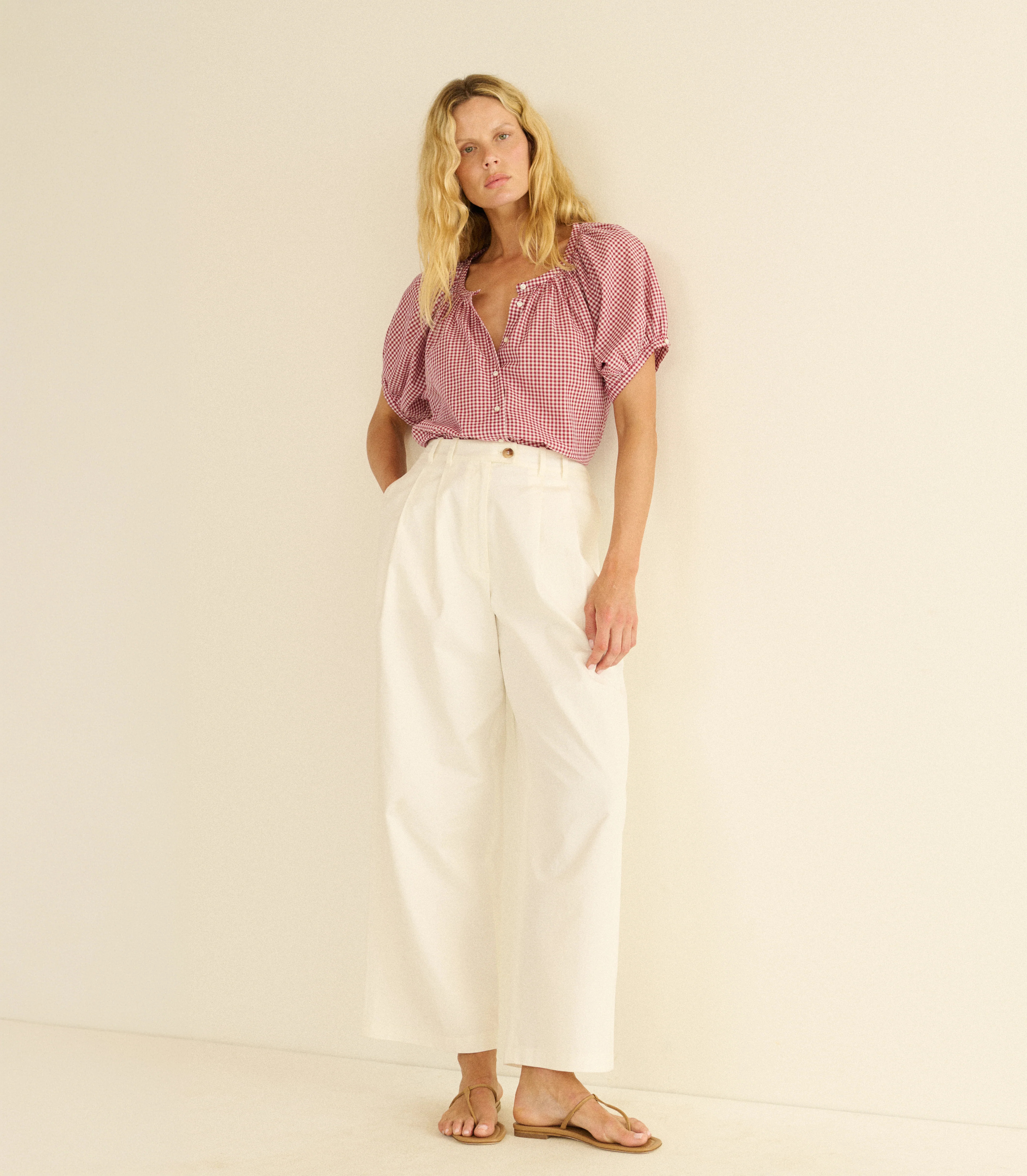 June Top - Mulberry La Maddalena Gingham | D\u00d4EN | DOEN