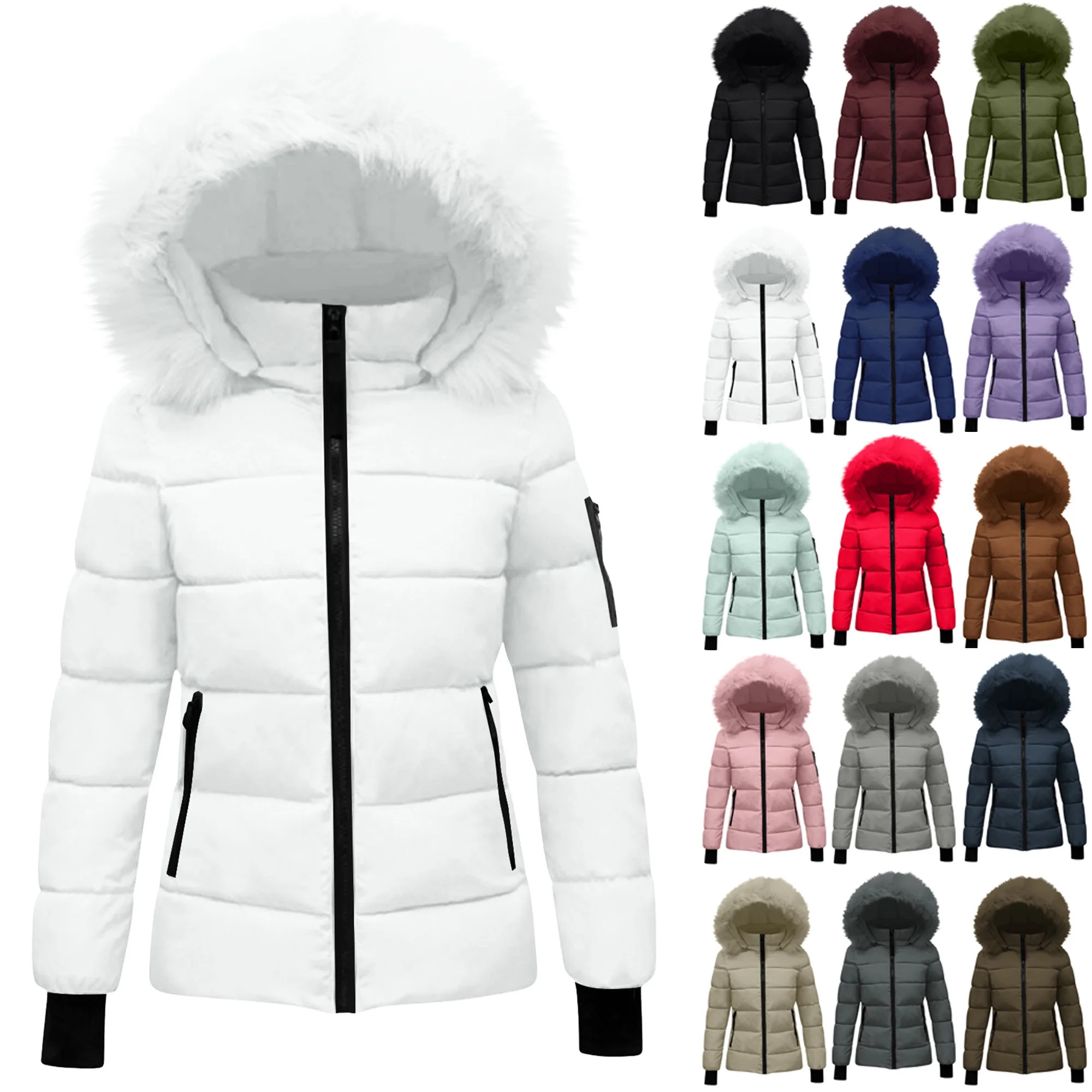 Womens Winter Coats Puffer Jacket Womens Winter Jacket With Hood Waist And To Overcome Outer Long... | Walmart (US)
