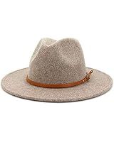 Lisianthus Womens Classic Wool Fedora with Belt Buckle Wide Brim Panama Hat | Amazon (US)