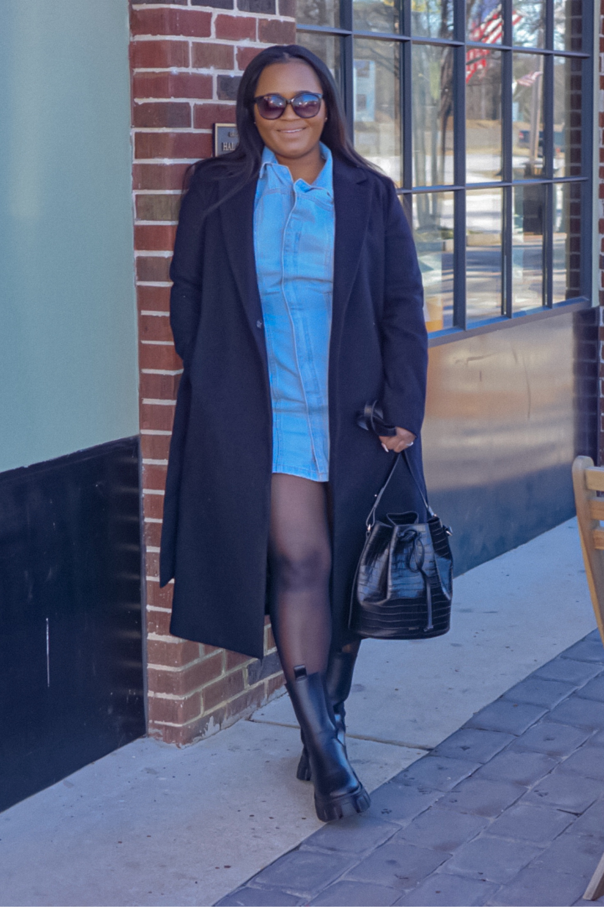 Denim shirtdress with sheer tights and my new favorite - the Farrow Bag #sezane #denimdress #mlkday

#LTKmidsize #LTKitbag #LTKstyletip