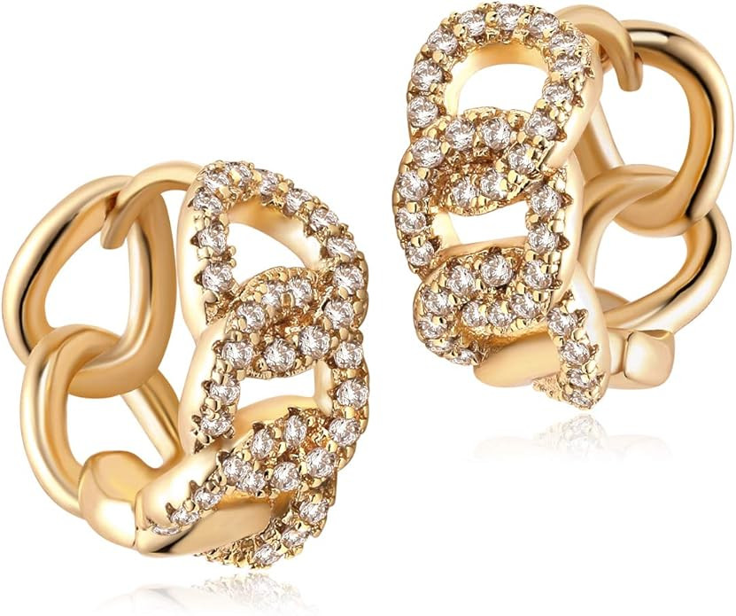 MYEARS Women Gold Huggie Hoop Earrings Bead Ball Spike Star Diamond CZ Sleeper Dangle Drop 14K Go... | Amazon (US)