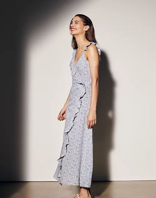 Ruffled Wrap Maxi Dress in Americana Floral | Madewell