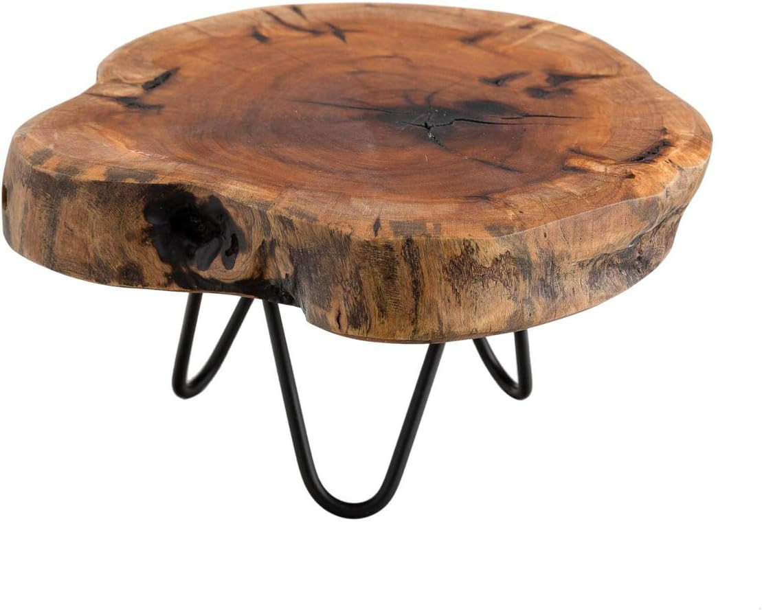 Natural Edge Tree Trunk Wooden Stand with Hairpin Legs for Displaying Cakes, Plants, Candles, Decor (L9.5 x W8 x H5.5) | Amazon (US)