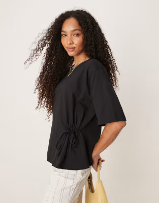 ASOS DESIGN oversized t shirt with  tie detail in black | ASOS | ASOS (Global)