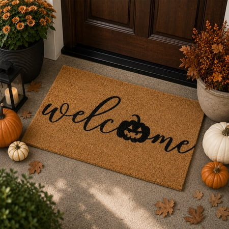 Northlight Natural Coir Pumpkin "Welcome" Halloween Doormat - 18" x 30" | Walmart (US)