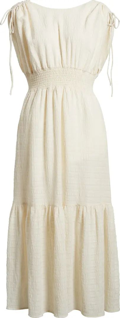 MELLODAY Textured Smocked Waist Tiered Midi Dress | Nordstrom | Nordstrom