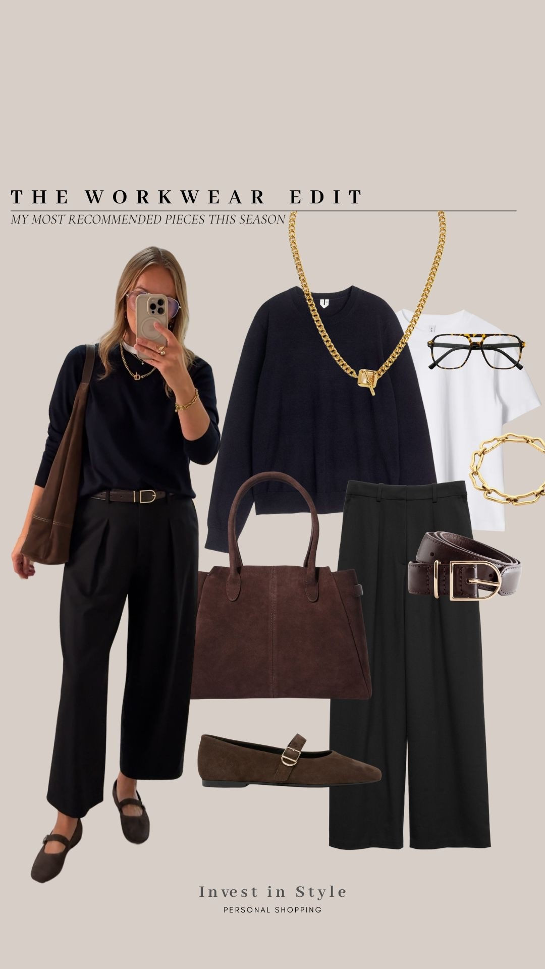 Wearing large in the merino knit 
Medium in the t shirt 
14 regular in the trousers 


#LTKautumn #LTKuk #LTKworkwear