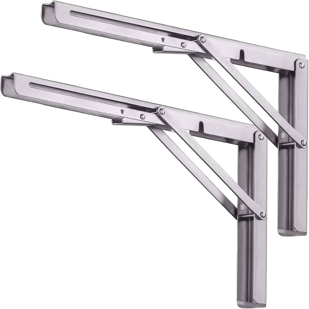 24 inch Folding Shelf Brackets, Pynsseu Heavy Duty Stainless Steel Collapsible Shelf Bracket, DIY... | Amazon (US)
