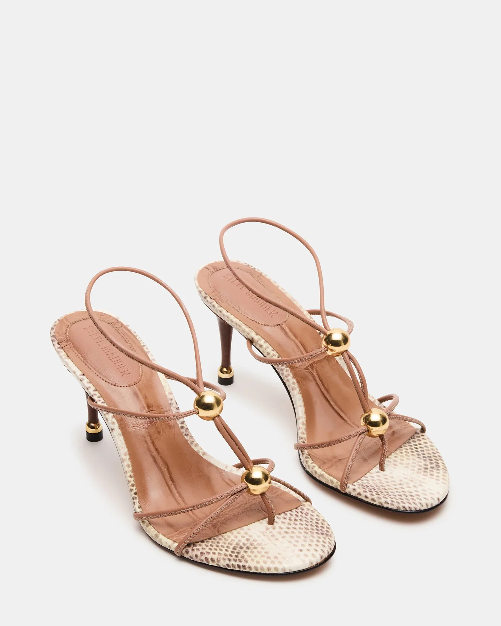 RAMOS Natural Exotic Strappy Stiletto Heels | Women's Designer Heels | Steve Madden (Canada)