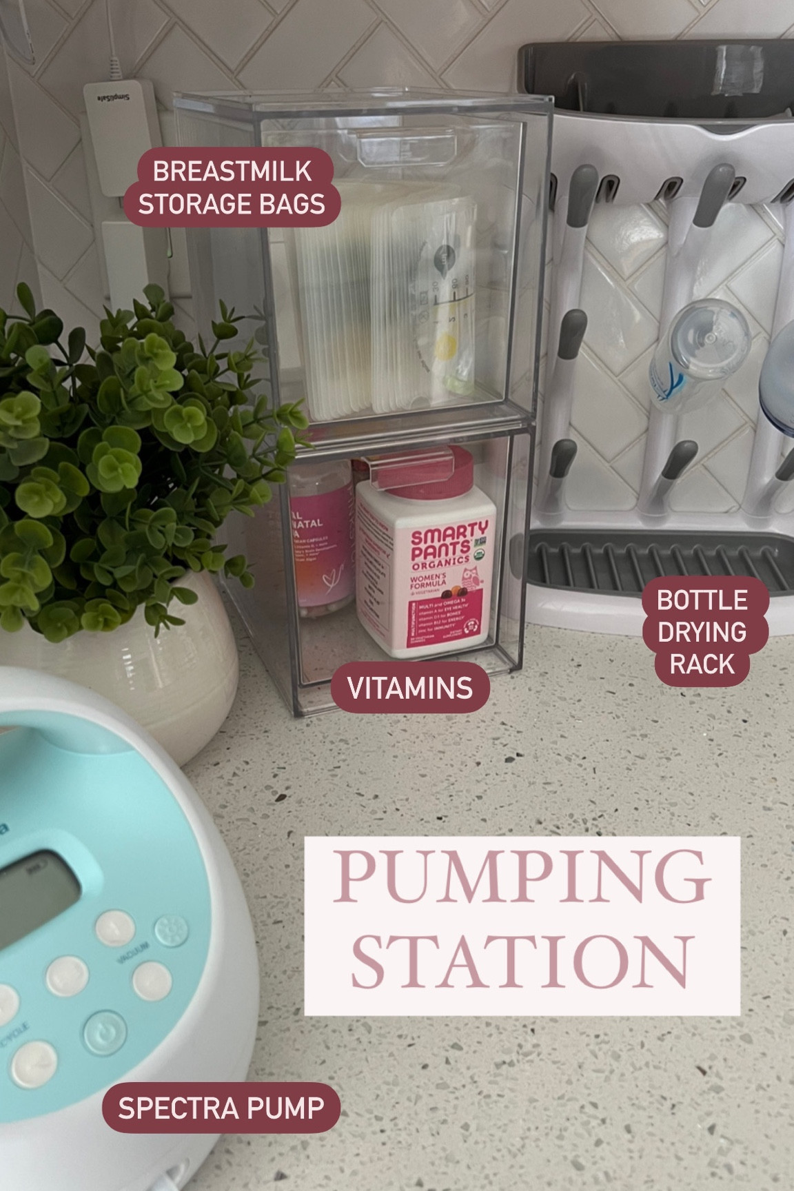 As an exclusive pumping mom, it’s important to have a clean and organized dedicated space for all the necessary pump equipment, etc. I love these acrylic drawer organizers that help me keep this space organized and accessible. 

Breastfeeding | bottle drying rack | spectra s1 | breast pump | Women’s vitamins | breastmilk | nursing mom | postpartum 

#LTKbaby