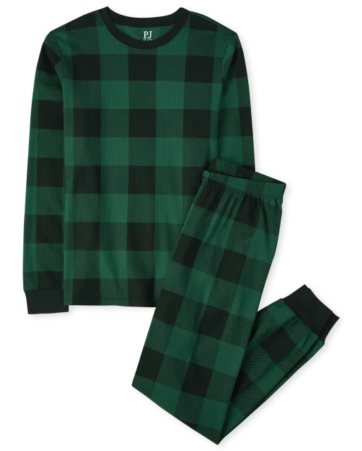 Unisex Adult Matching Family Christmas Long Sleeve Thermal Buffalo Plaid Cotton Pajamas | The Chi... | The Children's Place