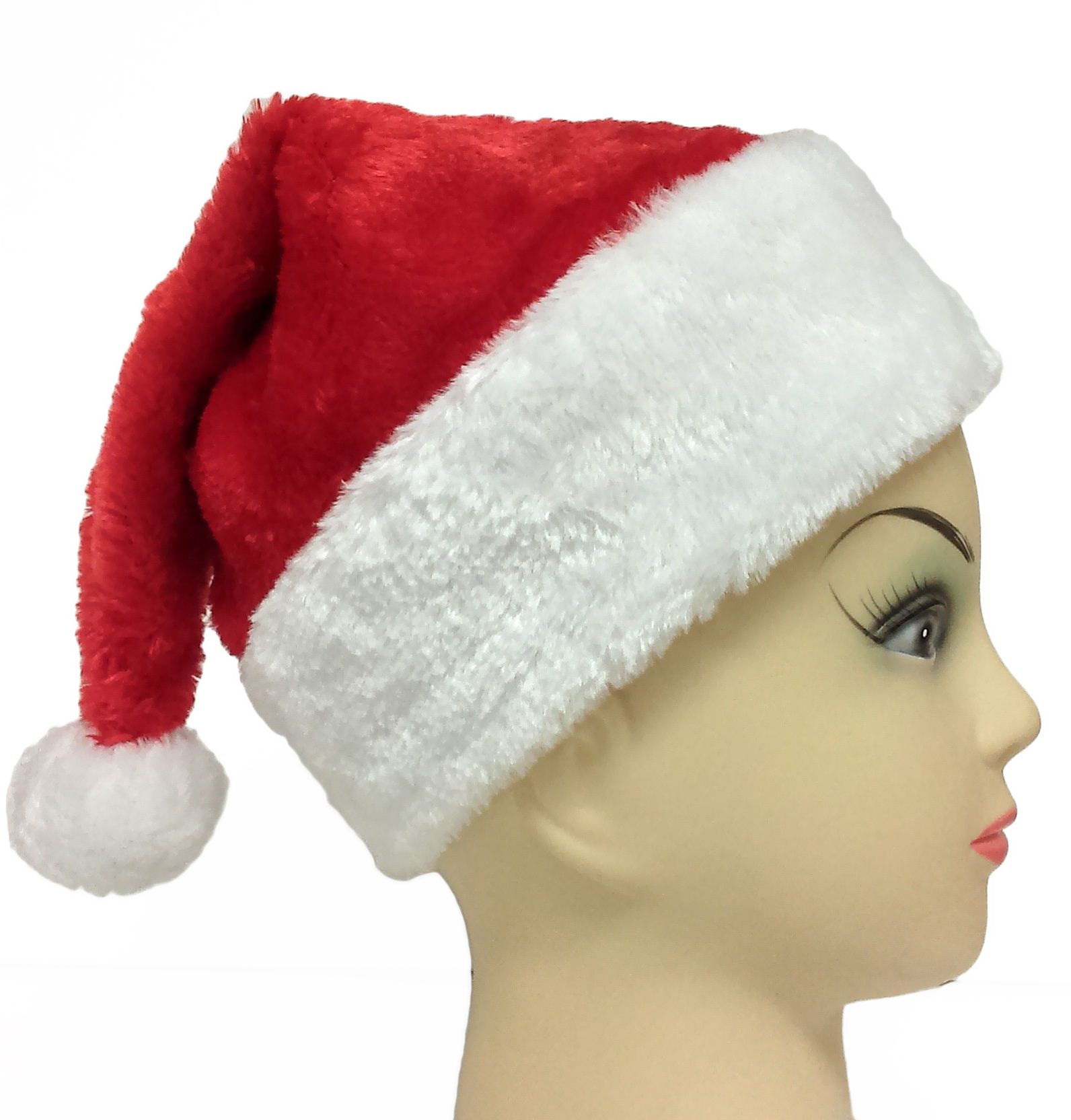 Kids Red Plush Santa Hat w Furry White Trim - Child Size (20.5" cir) | Walmart (US)