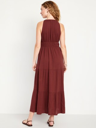 Fit & Flare Crinkle Gauze Maxi Dress | Old Navy (US)