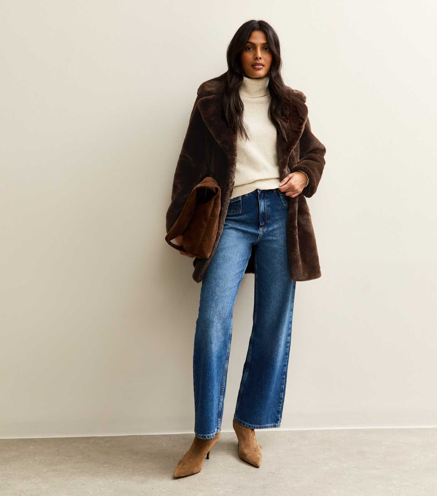 Brown Faux Fur Midi Coat | New Look | New Look (UK)