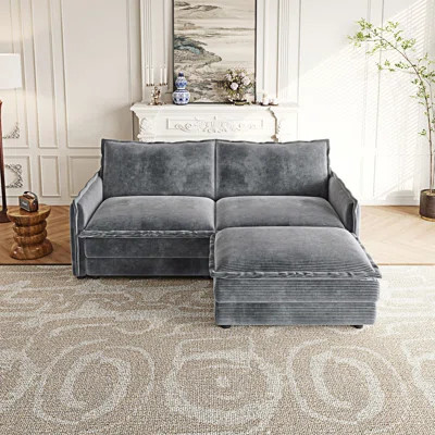 Upholstered Loveseat Sofa Couch With Ottoman | Wayfair North America