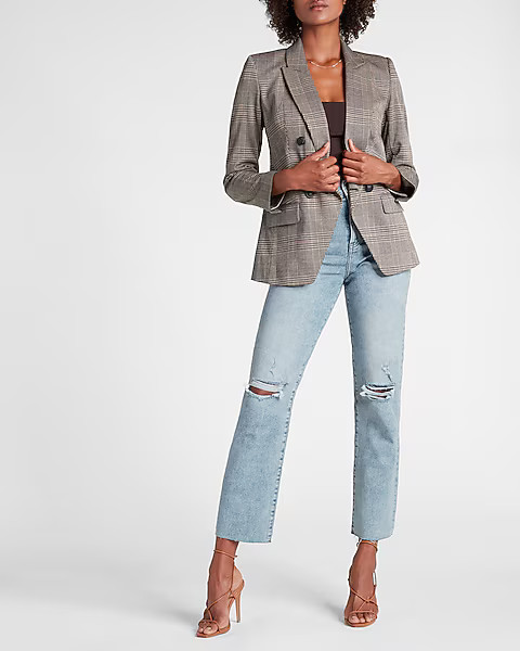 Super High Waisted Ripped Modern Straight Jeans | Express