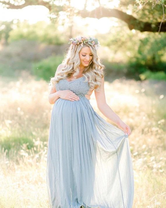 Maternity Sage Dress, Pregnancy Sage Dress, Baby Shower Sage Dress, Bohemian Maternity Dress, Pre... | Etsy (US)
