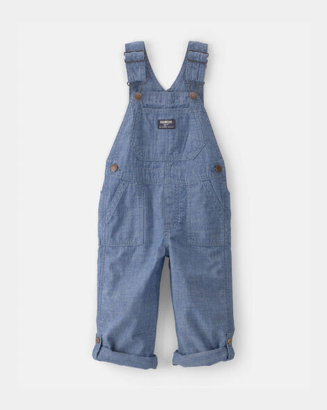 OshKosh B'gosh Toddler Boy Chambray Cuffed Overalls - Medium Wash 4T Blue | Carter's Inc