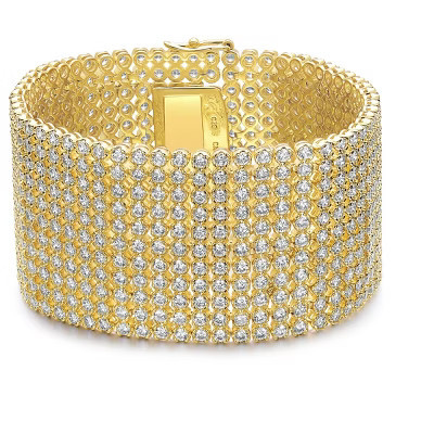 Guili 14K Gold Plated Cubic Zirconia Lux Mesh Link Bracelet - Sparkling Jewelry Accessory Perfect for Special Occasions, Parties, or Everyday Wear | Target