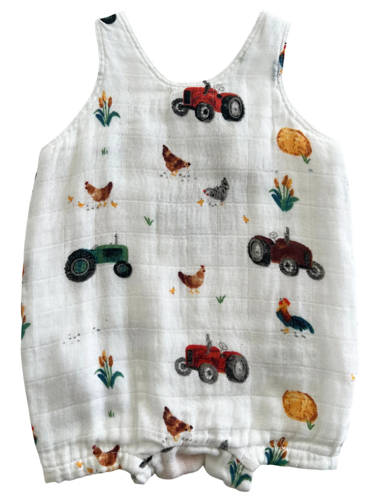 Muslin Overall Shortie, Tractors | SpearmintLOVE