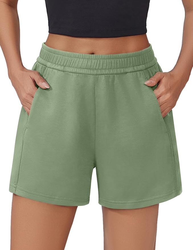 PINSPARK Athletic Sweat Shorts Women Elastic High Waisted Comfy Short Drawstring Casual Lounge Sh... | Amazon (US)