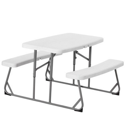 Foldable White Kids' Picnic Table Bench Outdoor Portable Children's Backyard Table, Crafting, Dining, and Playtime Patio Table | Target