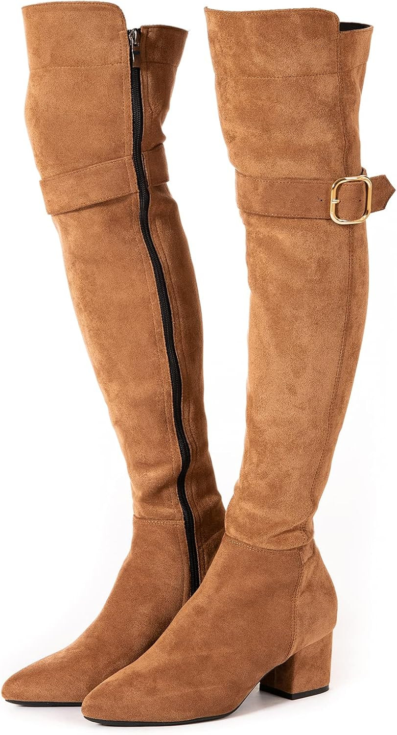 Women Boots Winter Over Knee Long Boots Fashion Boots Heels Autumn Quality Suede Comfort Square H... | Amazon (US)