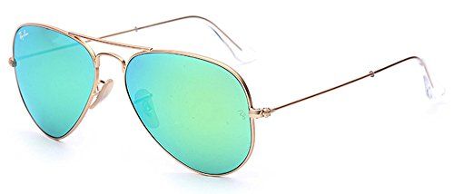 Ray-Ban Aviator 112/19 Aviator Sunglasses,Matte Gold/Green Mirror Lens,58 mm | Amazon (US)