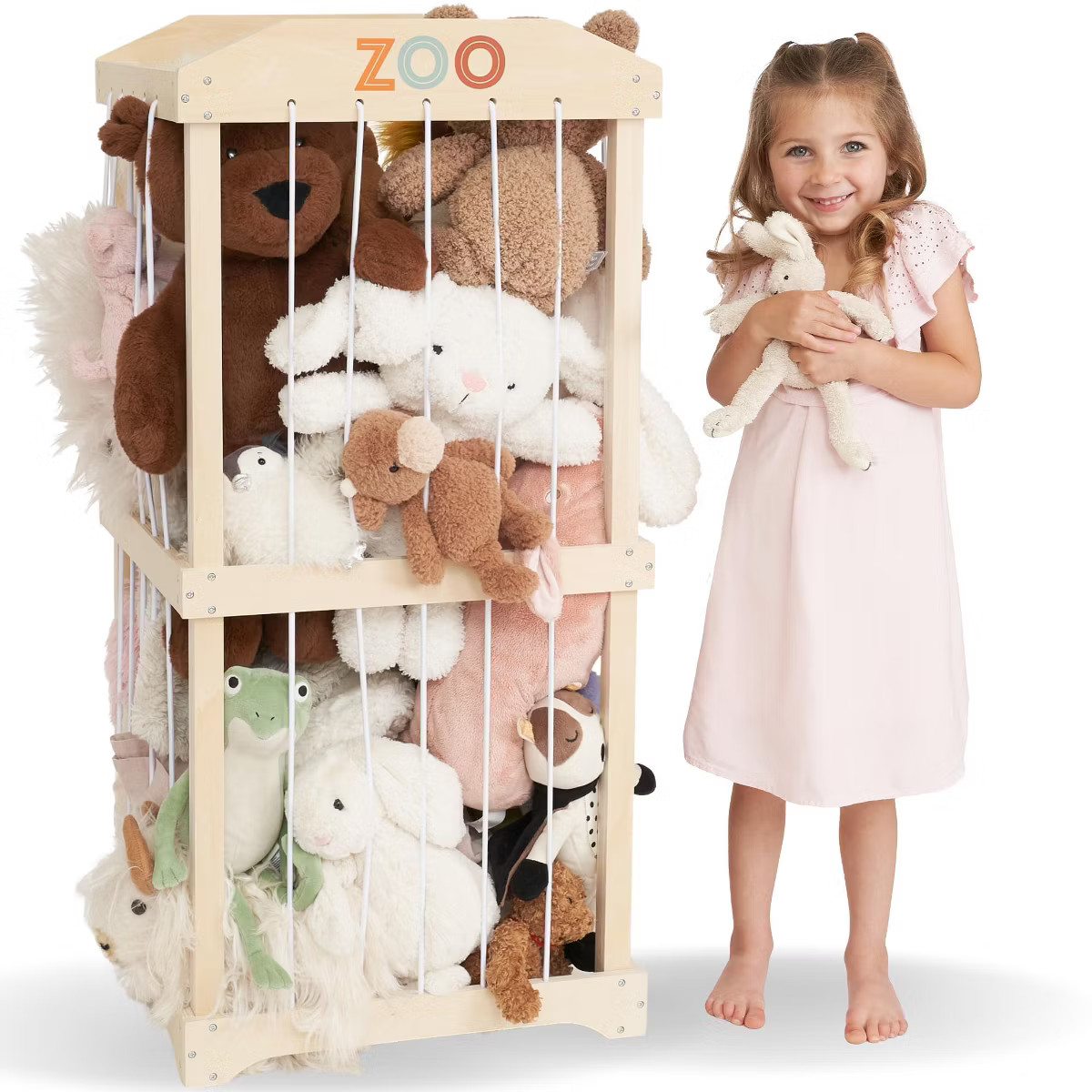 ZICOTO Wooden Stuffed Animal Storage for Kids – Large Toy Organizer for Playroom or Nursery –... | Target
