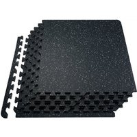 VEVOR 0.56 Inch Thick Gym Floor Mats, 25 Tiles Rubber Top with EVA Foam, 25"" x 25"" Gym Flooring Workout Mats with 100sq.ft Coverage, Interlocking Puzzle Gym Mats for Gym, Home, Garage, Black & White | Vevor US