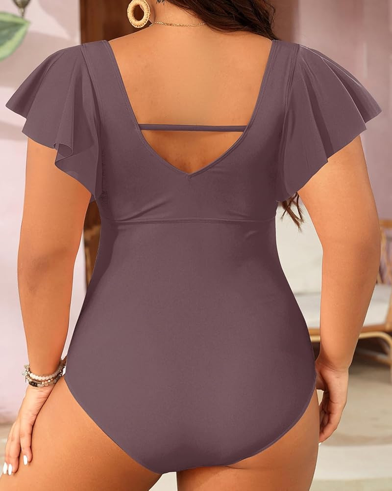 Aqua Eve Plus Size One Piece Swimsuit with Sleeve Tummy Control Bathing Suit Ruffle Vintage Swimw... | Amazon (US)