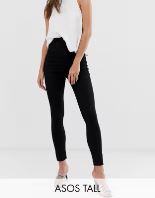 ASOS DESIGN Tall Rivington high waisted denim jeggings in clean black | ASOS (Global)