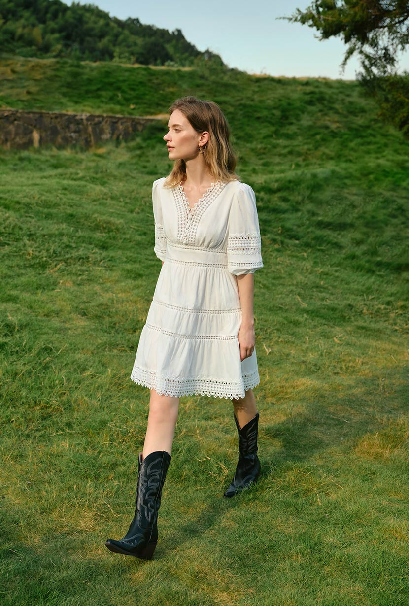 Calista Cotton Dress - White | Petite Studio NYC