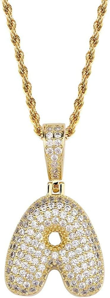 Apzzic Stainless Steel Iced Out Letter Necklace A-Z 26 Capital Initial Alphabet Name Necklace Rop... | Amazon (US)