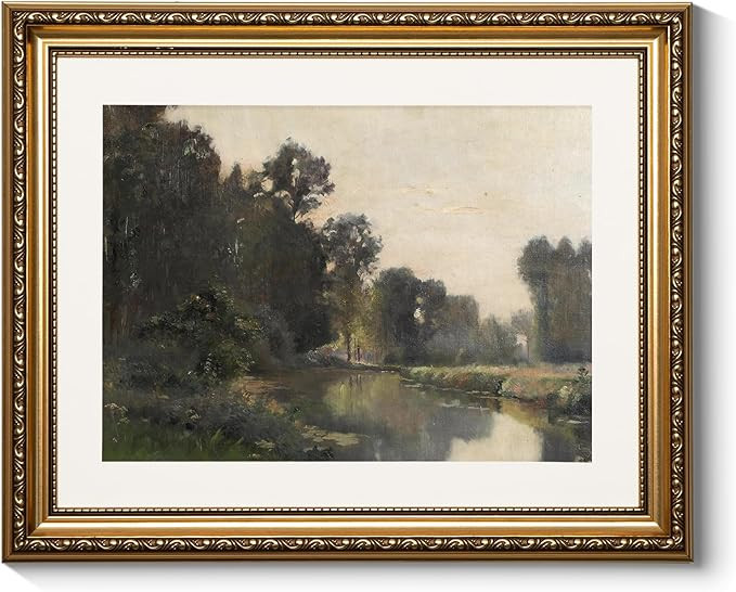ARPEOTCY Vintage Gold Framed Wall Art Decor, Living Room Bedroom River Scenery Landscape Pictures... | Amazon (US)