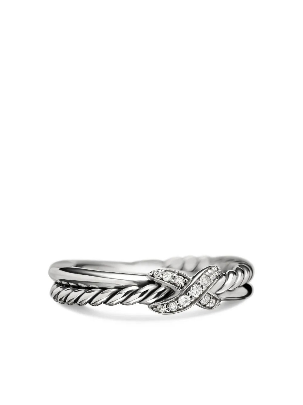 David Yurman sterling silver Petite X diamond ring (4mm) | Farfetch Global
