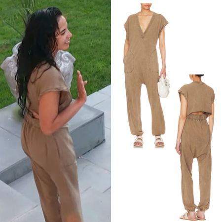 Danielle Olivera’s Tan Backless Jumpsuit 