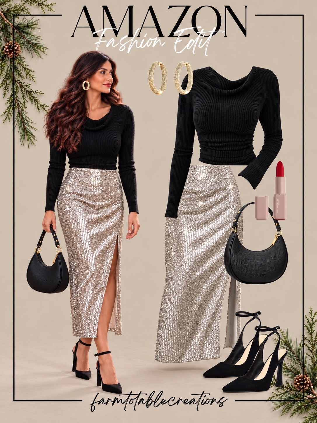 Amazon Holiday Party Outfit ✨🖤

This Amazon holiday party outfit is such a chic way to bring a little sparkle to the season. The fitted black sweater keeps the look sleek and classic, while the silver sequin midi skirt adds the perfect festive statement without feeling overdone.

Finish it with black ankle-strap heels, a structured black handbag, gold hoop earrings, and a bold red lip for an elegant holiday look that works beautifully for Christmas parties, office celebrations, dinner events, or New Year’s gatherings.

Follow @farmtotablecreations on Instagram for more cozy home finds and trending decor.

#LTKStyle #LTKFashion #AmazonFashion #AmazonFinds #AmazonStyle #HolidayPartyOutfit #ChristmasPartyOutfit #HolidayStyle #SequinSkirt #FestiveFashion #PartyOutfit #WinterStyle #ChristmasFashion #NewYearsOutfit #HolidayInspo

#LTKOver40 #LTKSeasonal