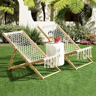 Pair Of Handwoven Patio Chairs With Wear - Seat, Suitable For Outdoor Spaces Such As Beach And Living Room, No Installation, 18.75 In Width, 23.03 Pac | Wayfair North America