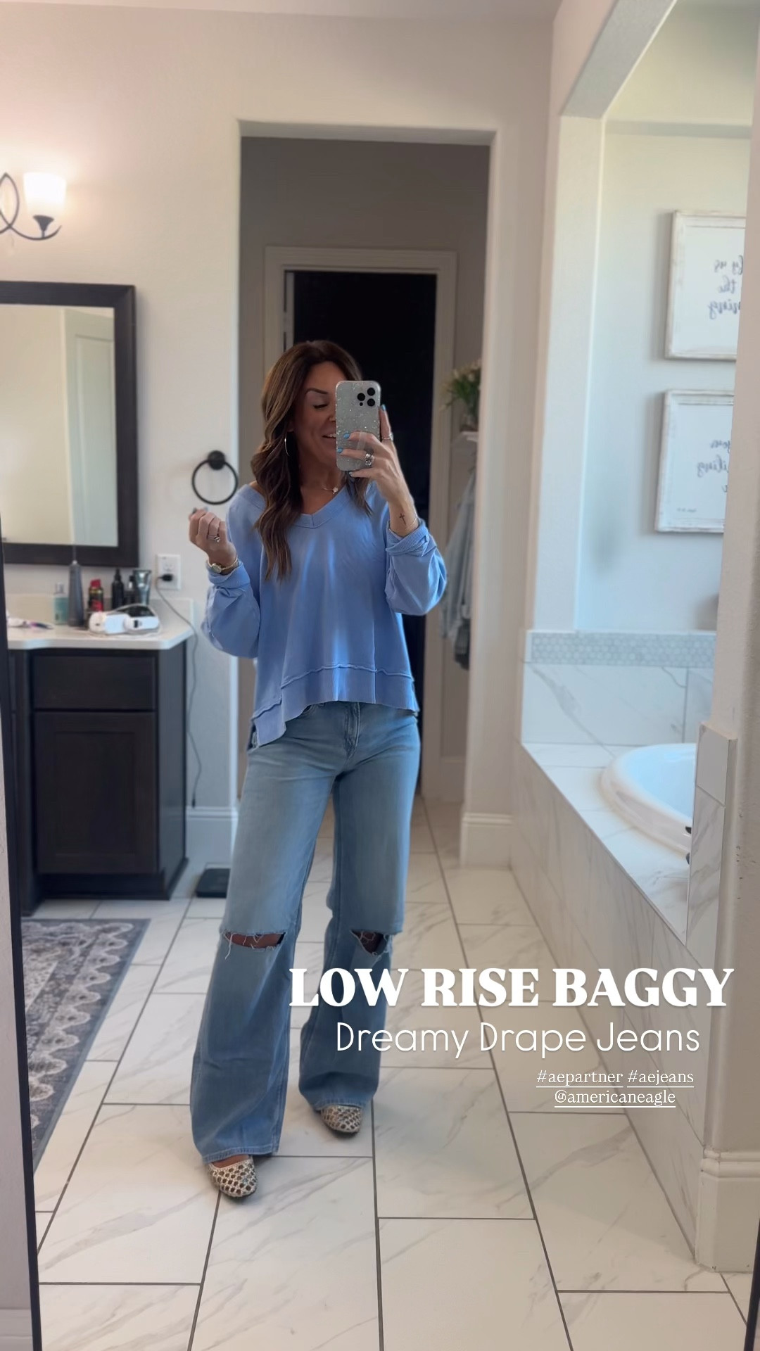 Spring new arrivals are here and I’m obsessed 🌸 The Low Rise Baggy Jeans from American Eagle are the perfect mix of comfy and effortlessly cool. Easy to dress up with a cute top or keep it casual with a tee and sneakers. If you’re refreshing your spring wardrobe, these are a must. #aejeans #aepartner @americaneagle