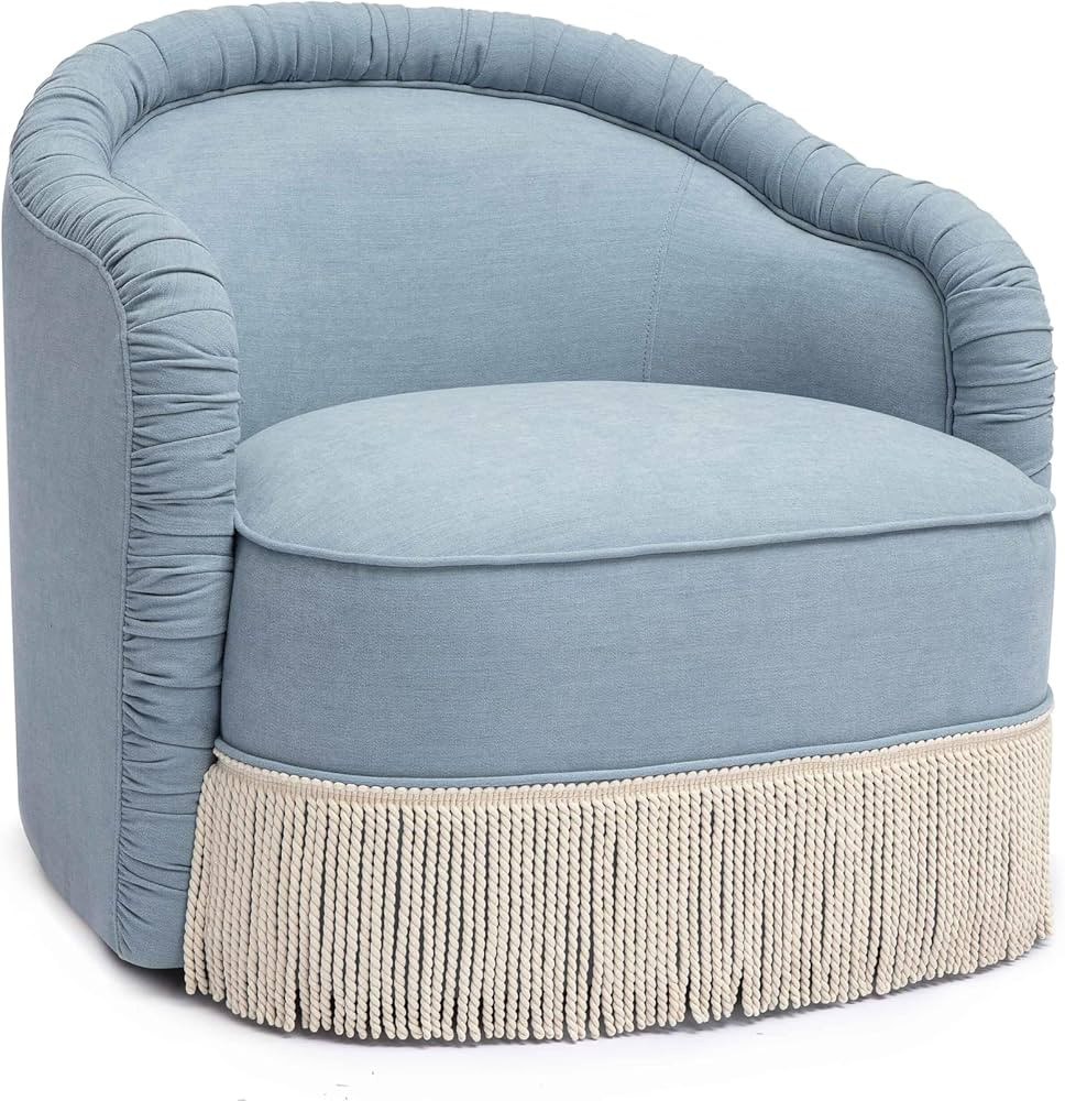Tov Furniture Pamela Faded Blue Recycled Fabric Tassel Lounge Chair | Amazon (US)