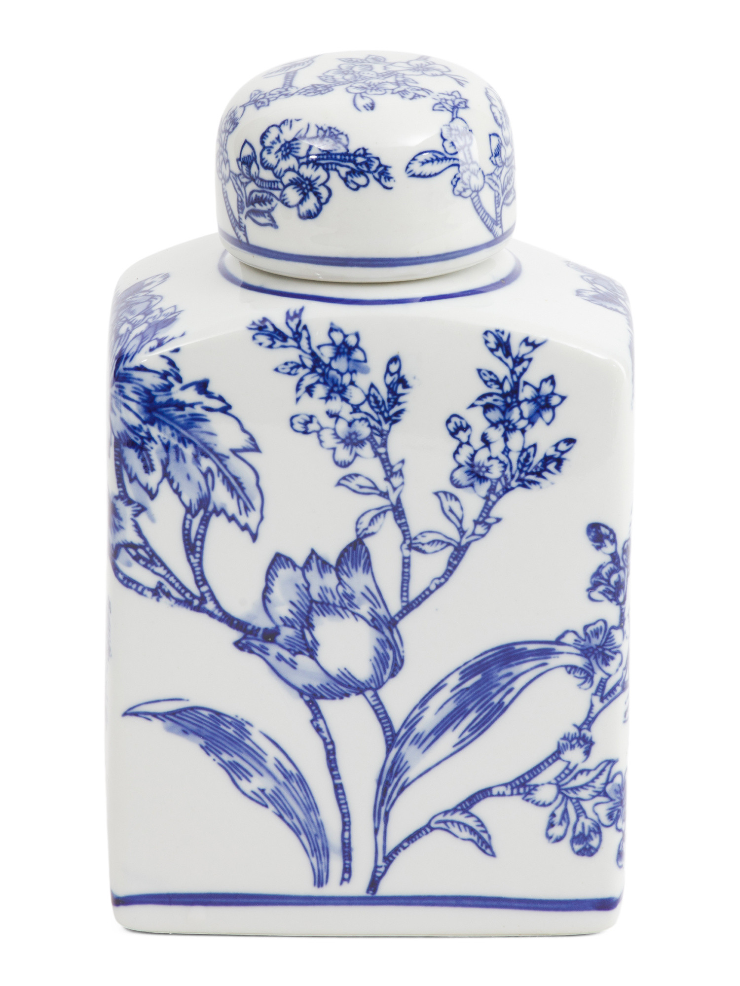 5x3x8.5 Ceramic Tulip Floral Chinoisere Jar With Lid | TJ Maxx